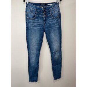 Love Sick  Womens Skinny Jeans Size 5 Blue High Wasted 3‎ Button Closure
